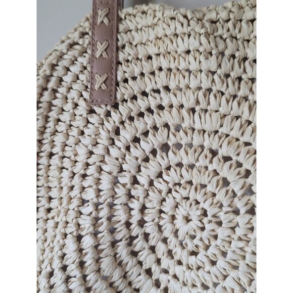 BOHO Woven Straw Large Tote Shoulder Bag Strap Handle Magnetic Snap Clasp - Picture 8 of 15